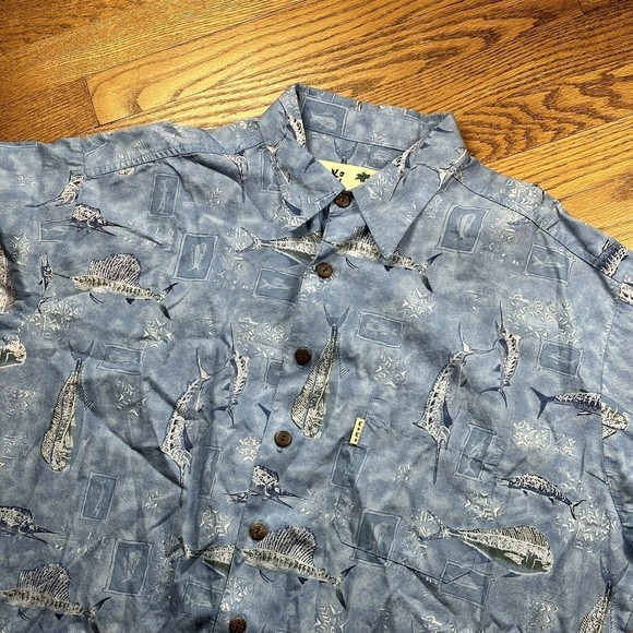 Vintage Koko Island Shirt Men’s XL Made In USA Button Up Hawaiian Fish Blue‎ - Picture 3 of 11